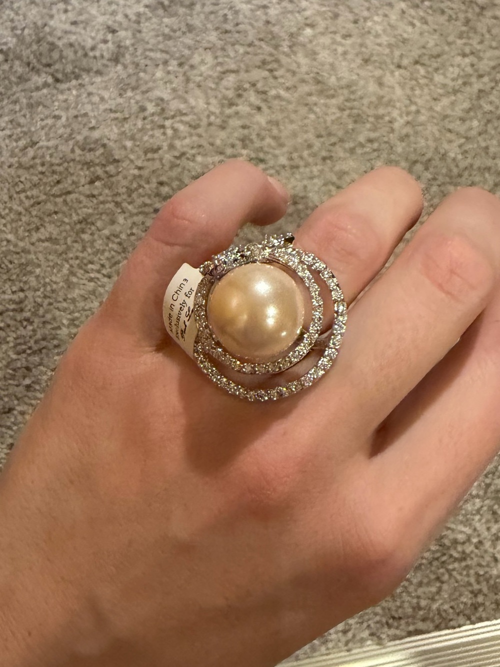 paparazzi Champagne Pearl and Crystal Orbit Ring